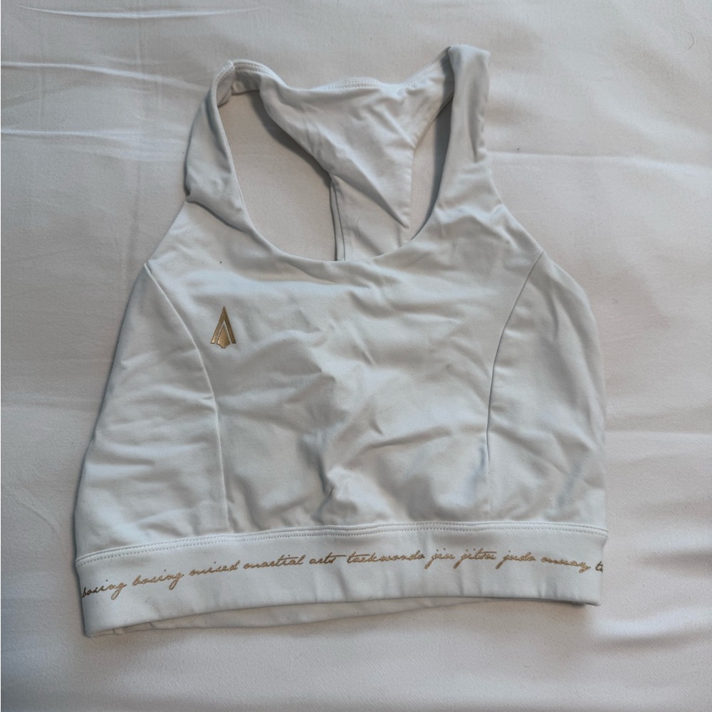 Athena White and Gold Sports Bra